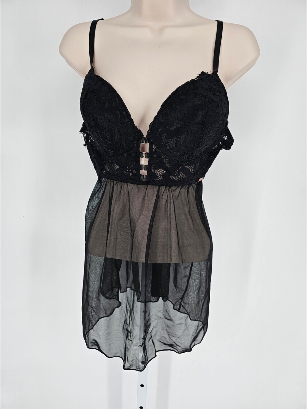 Rachel by Rachel Roy Womens Sz XL Sexy Sheer Nightie Black Lace Top